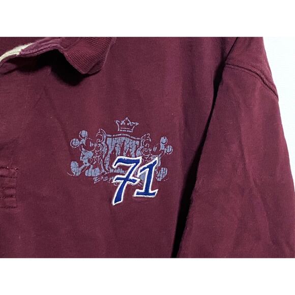 Walt Disney World 71 Polo Shirt Red Purple Mickey Crest Embroidered Logo Mens XL - Picture 4 of 6